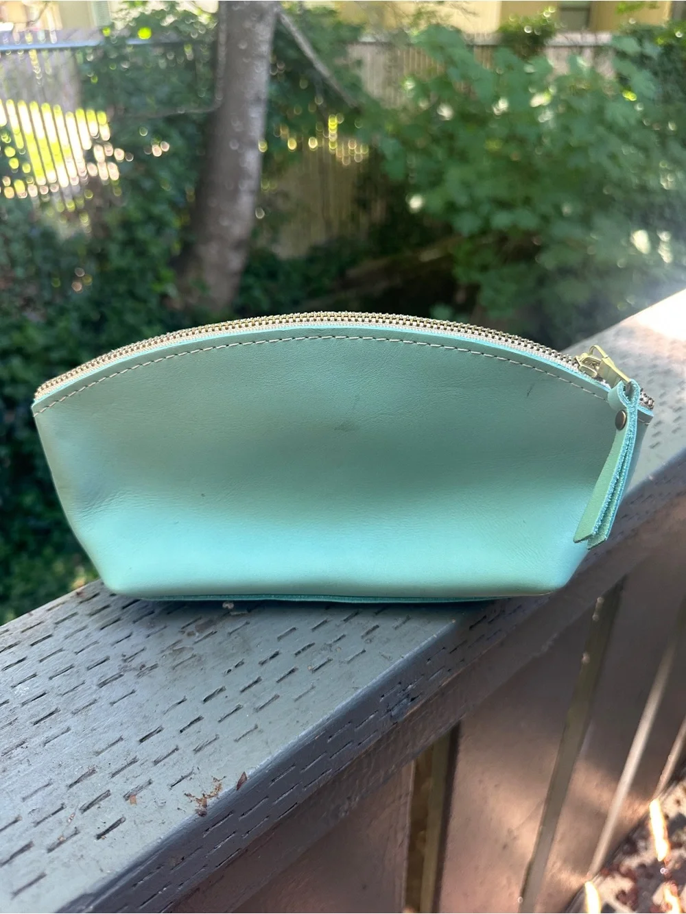 Portland Leather Mint Green Leather Cosmetic Pouch